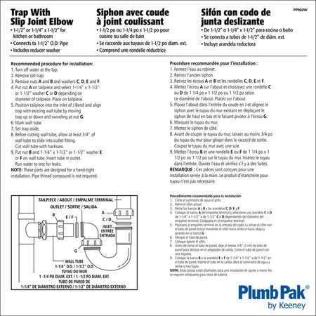 Plumb Pak 1-1/2 or 1-1/4 in. D Plastic S-Trap PP960W